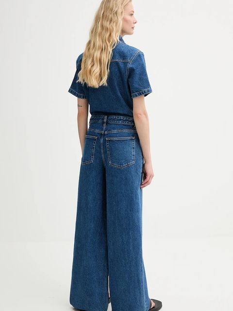 Filippa K kombinezon jeansowy kolor niebieski z kołnierzykiemm 31844.FK