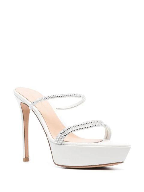 Gianvito Rossi Montecarlo crystal-embellished 130mm sandals - White - zdjęcie produktu nr 2