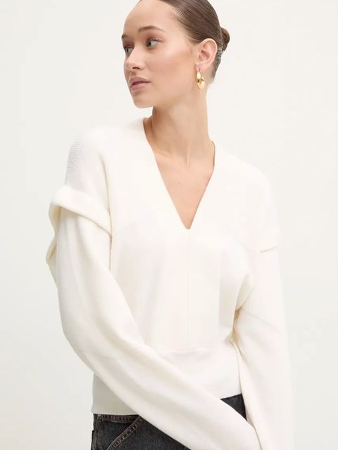 IRO sweter wełniany damski kolor beżowy lekki WM12AZURA