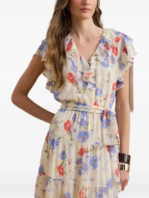 Lauren Ralph Lauren floral-print ruffled dress - Neutrals - zdjęcie produktu nr 1
