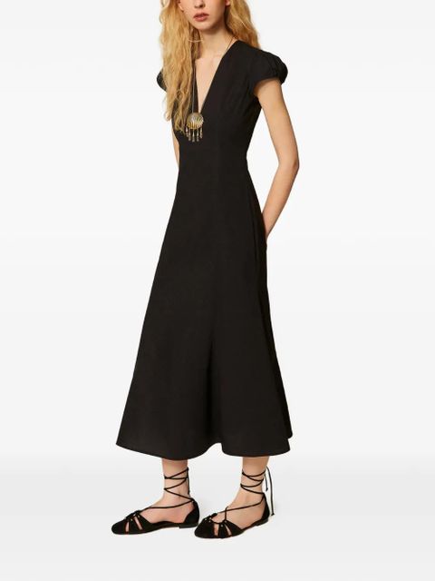 TWINSET V-neck open-back midi dress - Black