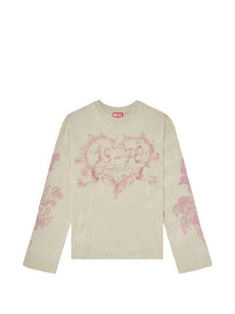 Diesel graphic-print long-sleeve cotton T-shirt - Neutrals - zdjęcie produktu nr 1