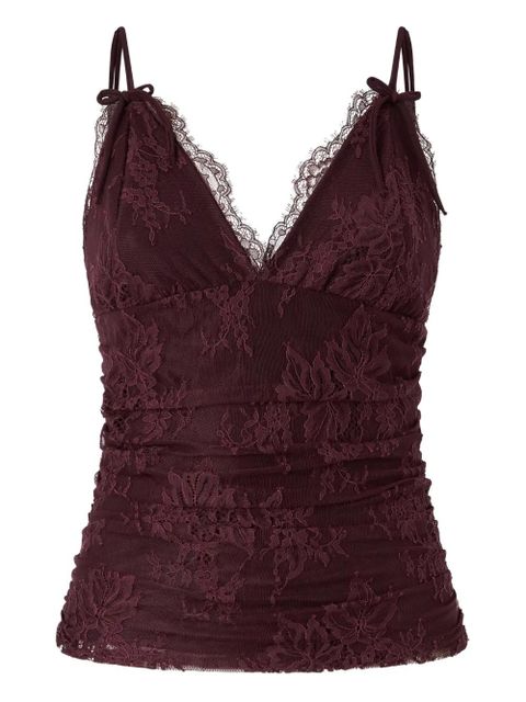 PINKO lace-overlay ruched tank top - Purple - zdjęcie produktu nr 1