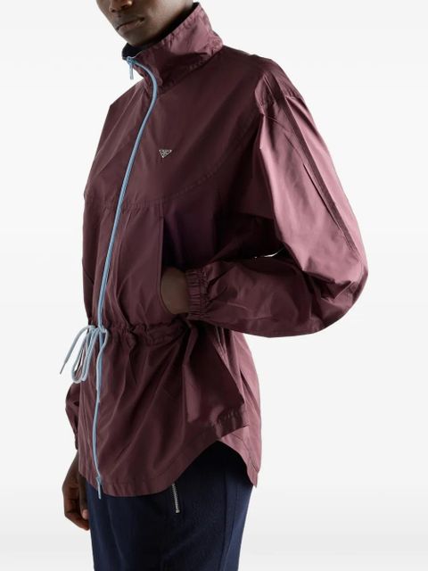 Prada stand-up collar triangle logo jacket - Red