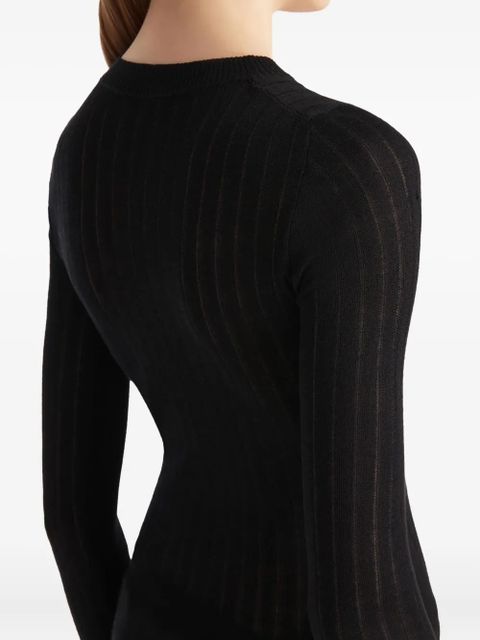 KHAITE Elm ribbed long-sleeve top - Black