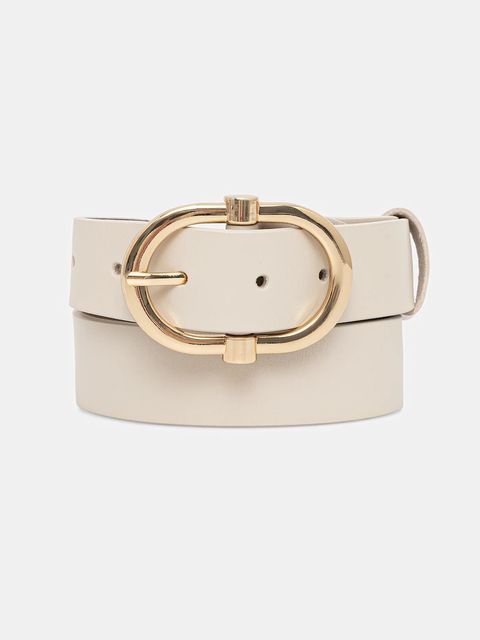 Answear.LAB pasek skórzany damski kolor beżowy