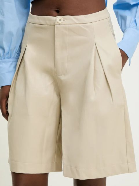 Answear.LAB szorty damskie kolor beżowy gładkie high waist