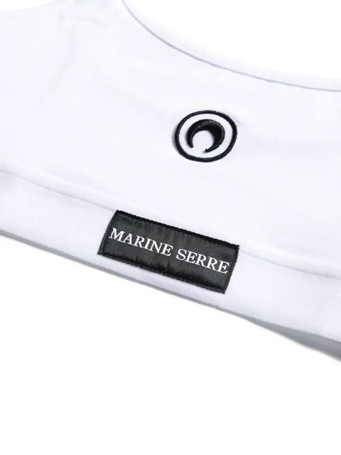 Marine Serre Crescent Moon-embroidered bra - White