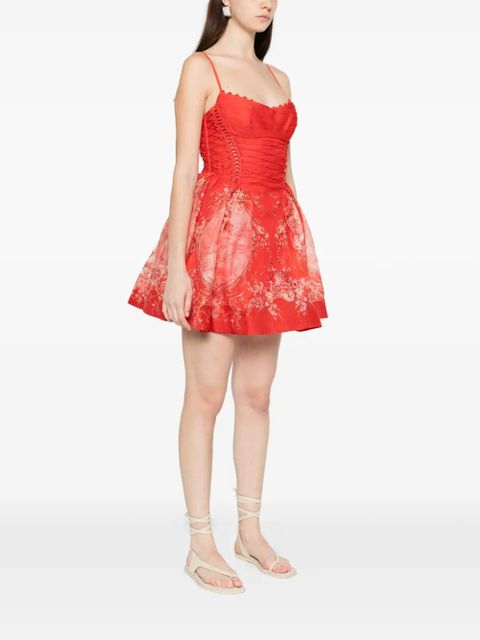 ZIMMERMANN Rebellion lace-up floral mini dress - Red - zdjęcie produktu nr 2