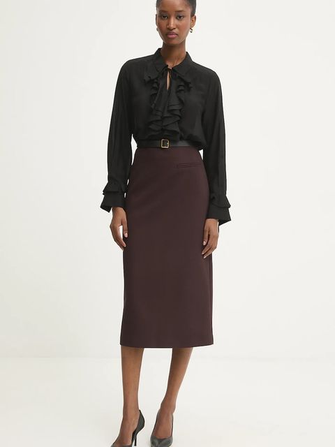 Answear.LAB spódnica kolor bordowy midi ołówkowa