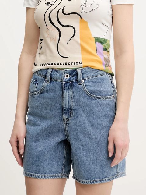 Karl Lagerfeld Jeans szorty jeansowe damskie kolor niebieski gładkie high waist A2W10041 - zdjęcie produktu nr 1