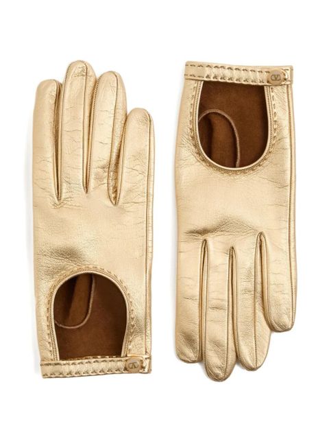 Valentino Garavani open-fingered metallic leather gloves - Gold - zdjęcie produktu nr 2