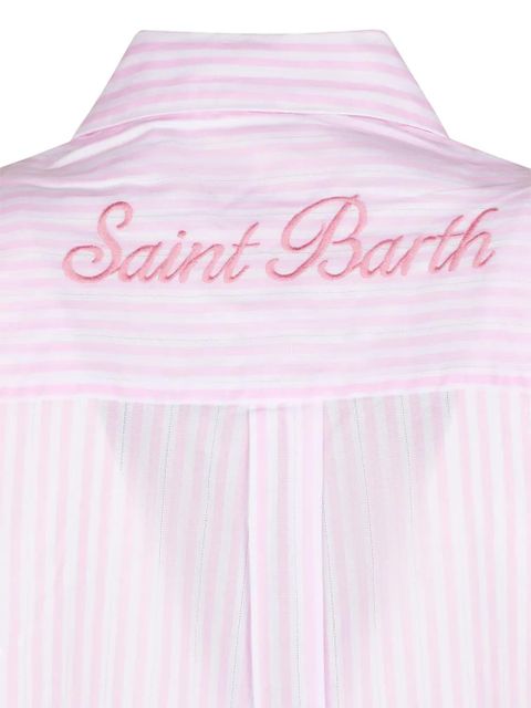 MC2 Saint Barth striped embroidered-logo shirt - Pink