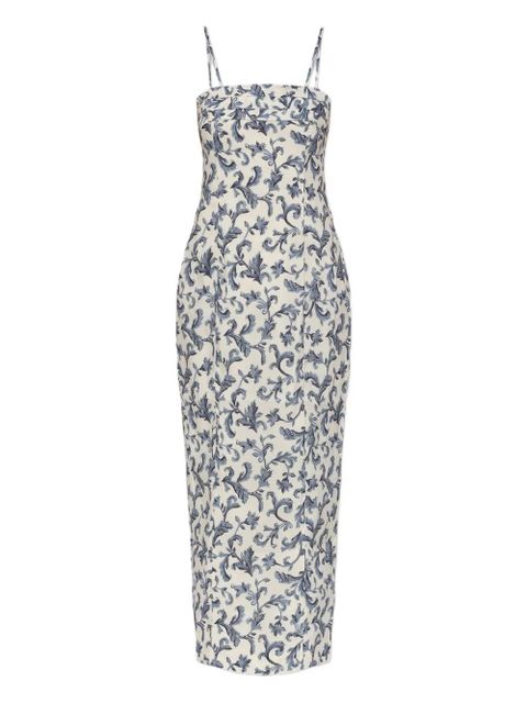Posse Rue baroque-print strappy midi dress - White - zdjęcie produktu nr 1