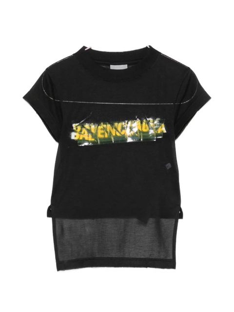 Balenciaga Messy Spray logo-print side-slit T-shirt - Black - zdjęcie produktu nr 1