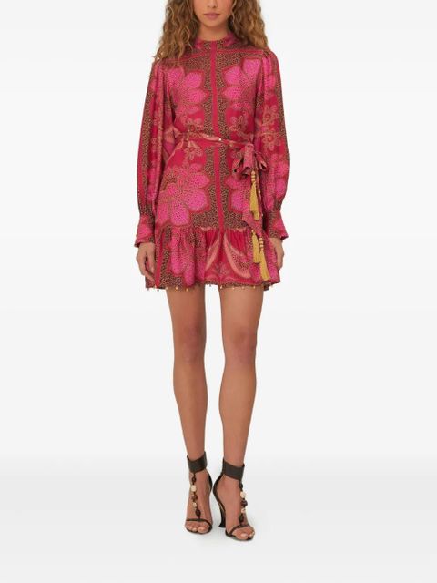 FARM Rio tassel-embellished patterned mini dress - Pink
