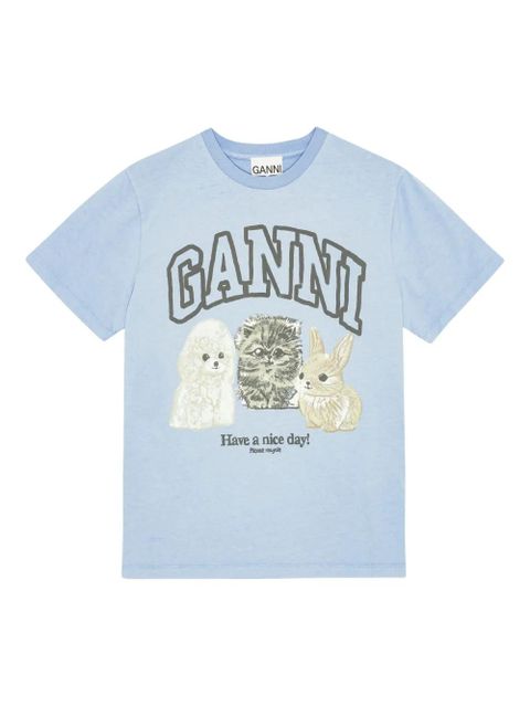 GANNI logo-print T-shirt - Blue - zdjęcie produktu nr 1