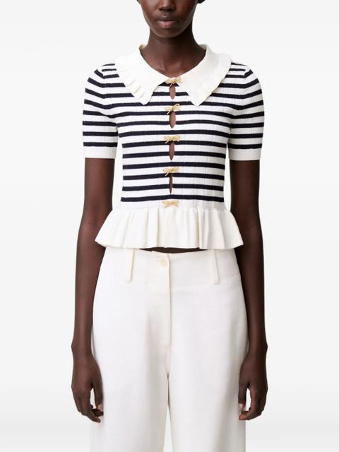 Claudie Pierlot striped ruffled sweatshirt - Neutrals