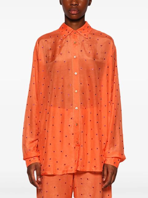 Oséree gem-embellished sheer shirt - Orange - zdjęcie produktu nr 2