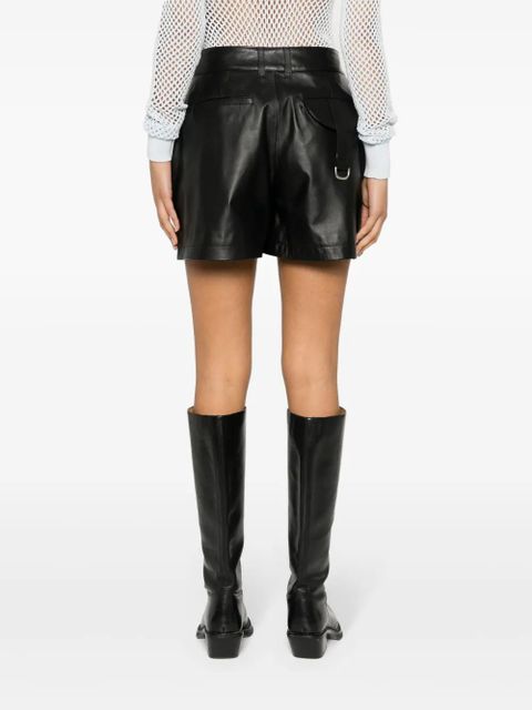 Off-White high-waisted leather shorts - Black