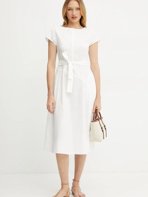 Weekend Max Mara sukienka bawełniana kolor biały mini rozkloszowana 2515221142600