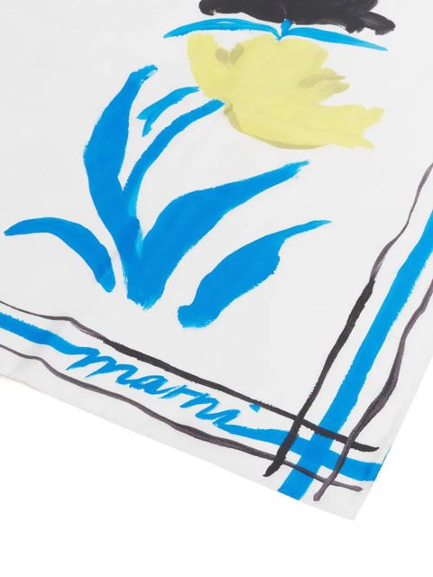 Marni flower stripe silk foulard - White - zdjęcie produktu nr 2