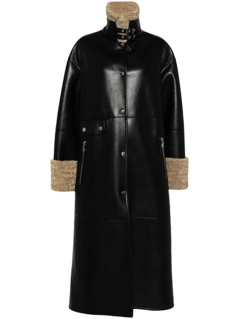 Nanushka faux-shearling-trim coat - Black - zdjęcie produktu nr 1