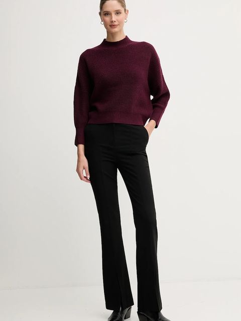 OUI sweter z dodatkiem wełny damski kolor bordowy z golfem 94268 - zdjęcie produktu nr 2