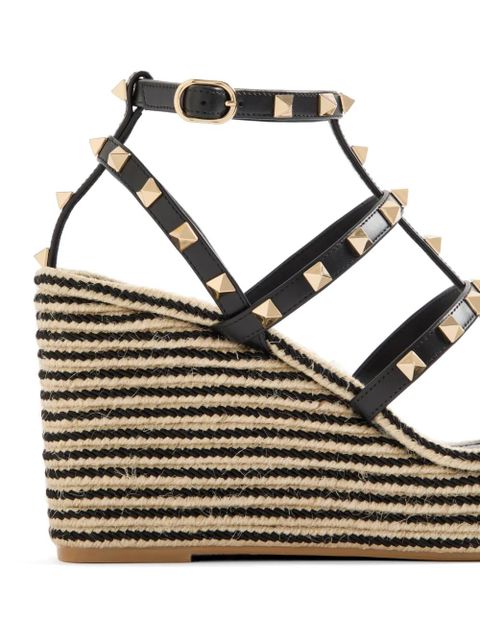 Valentino Garavani Rockstud striped espadrilles - Black