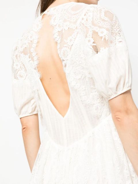 TWINSET long lace cotton dress - Neutrals