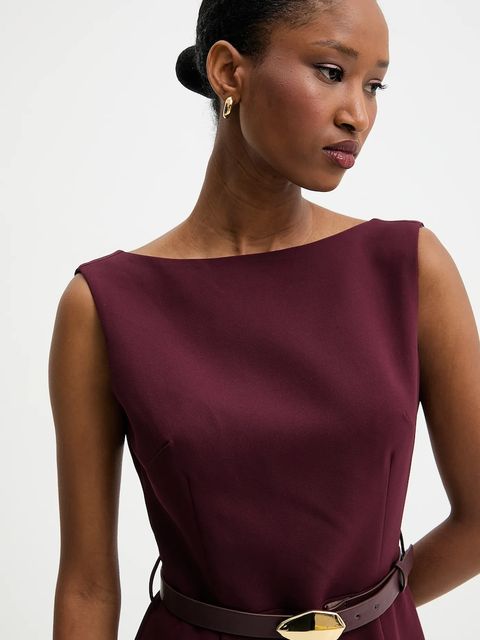 Answear.LAB sukienka kolor bordowy maxi rozkloszowana