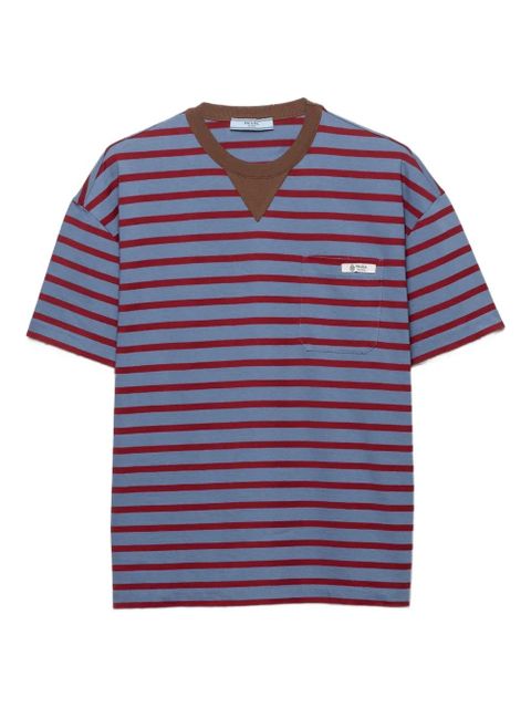 Prada striped-pattern patch-pocket T-shirt - Blue - zdjęcie produktu nr 1