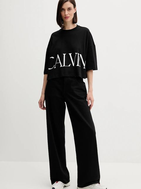 Calvin Klein Jeans t-shirt bawełniany damski kolor czarny LV047D206G