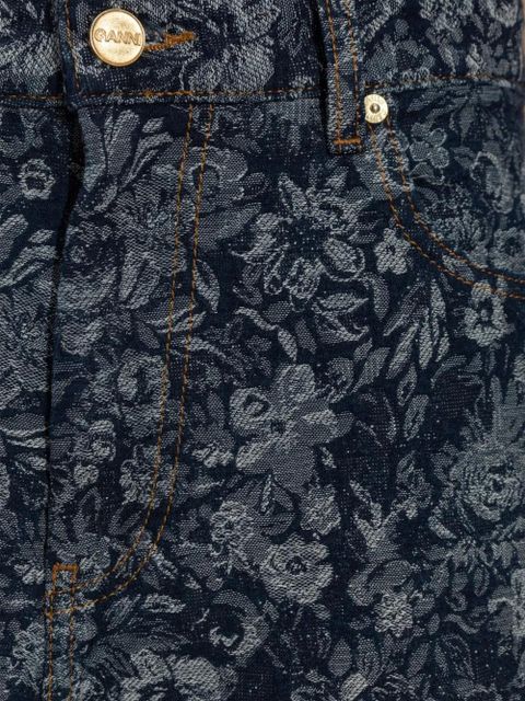 GANNI floral-pattern jeans - Blue