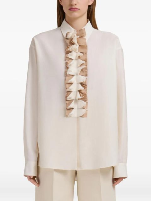 Marni ruffled blouse - 00W03 STONEWHITE