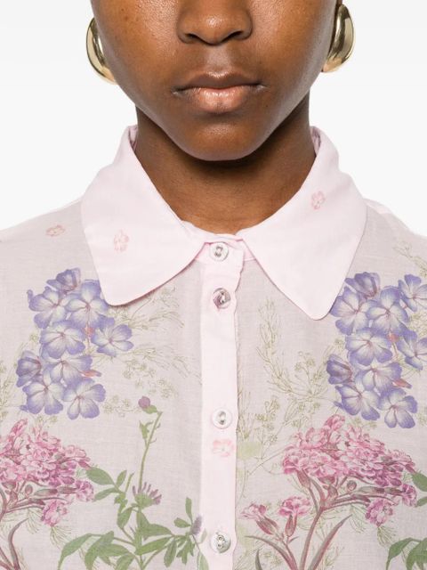 Charo Ruiz Ibiza floral-print puff-sleeve shirt - Pink