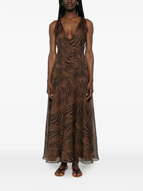 Max Mara zebra-print maxi dress - Brown