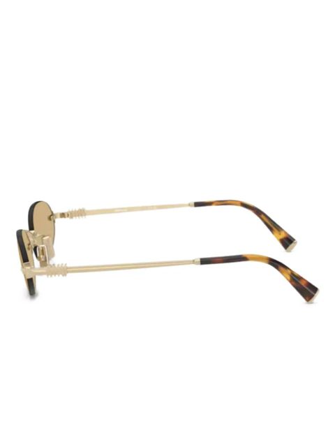 Miu Miu Eyewear logo-lettering sunglasses - Gold
