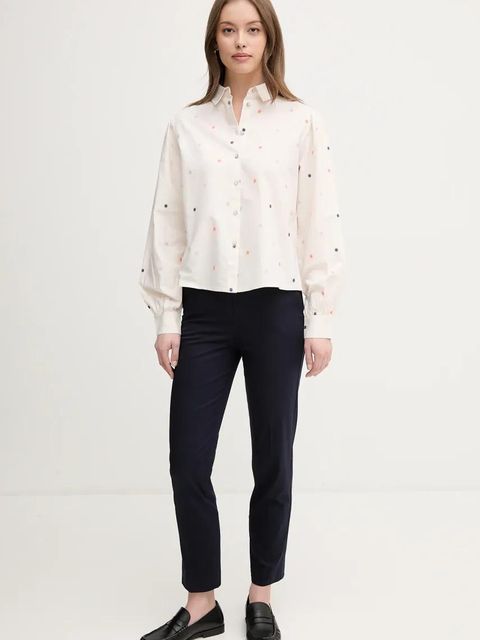 United Colors of Benetton koszula bawełniana damska kolor beżowy regular z kołnierzykiem klasycznym 5D51DQ0BF - zdjęcie produktu nr 2