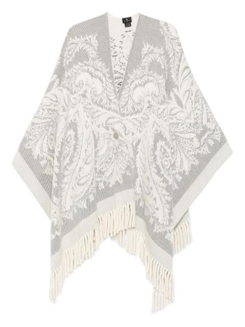 ETRO paisley-pattern fringed poncho - White - zdjęcie produktu nr 1