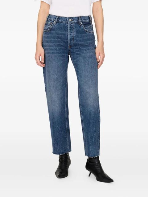 ANINE BING Gavin button frayed jeans - Blue