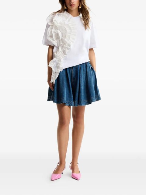 Essentiel Antwerp ruffled-detail floral-appliqué T-shirt - White - zdjęcie produktu nr 2