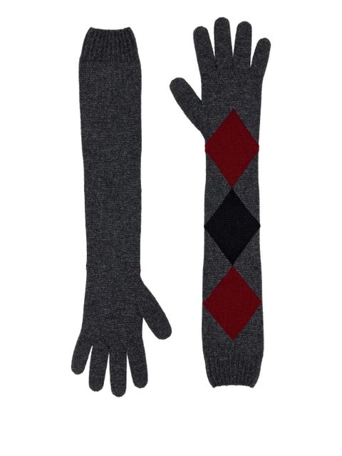 Proenza Schouler argyle-pattern long gloves - Grey - zdjęcie produktu nr 2
