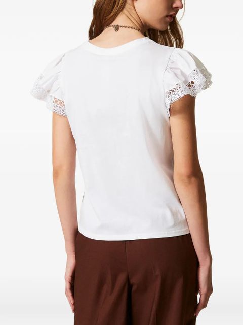 TWINSET lace short-sleeves T-shirt - White