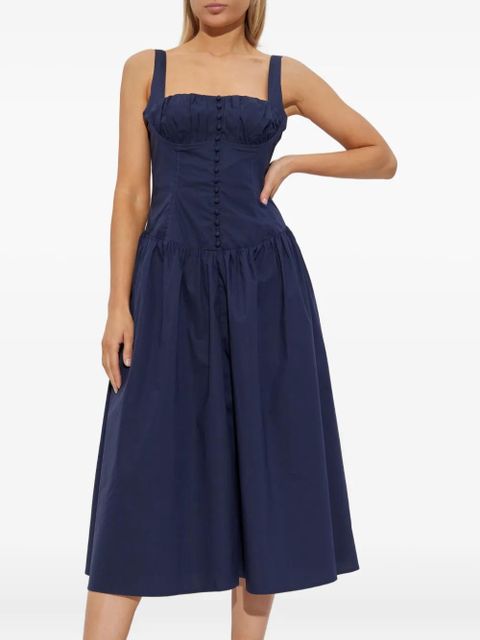 Cult Gaia Emmett buttoned gathered midi dress - Blue - zdjęcie produktu nr 2