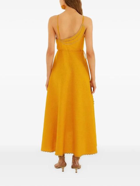 FARM Rio Yellow Bananas scalloped-trim wrap dress