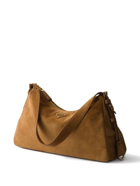 Prada large Aimèe suede tote bag - Brown