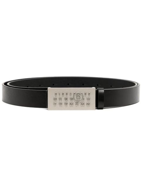 MM6 Maison Margiela Numeric logo-plaque leather belt - Black - zdjęcie produktu nr 1