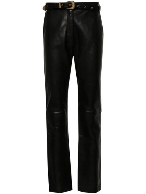 Balmain belted high-rise leather trousers - Black - zdjęcie produktu nr 1