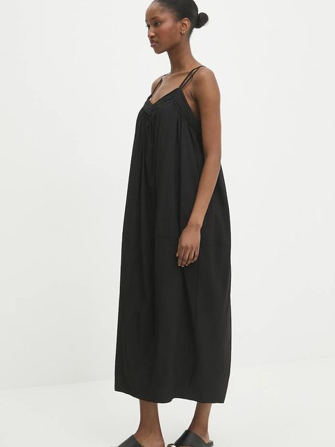 Answear.LAB sukienka kolor czarny midi prosta - zdjęcie produktu nr 2